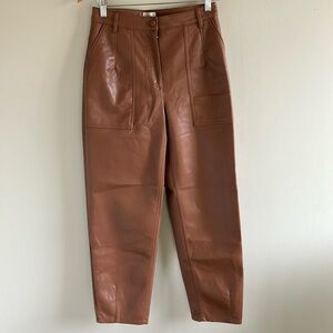 Aritzia Wilfred Nadia pants vegan leather barrel leg size 4 brown